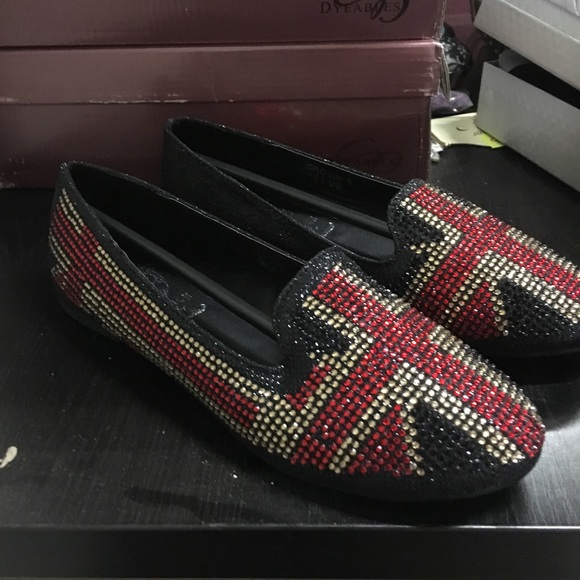 Black Union Jack British Flag slip ons shoes NEW - Picture 3 of 5